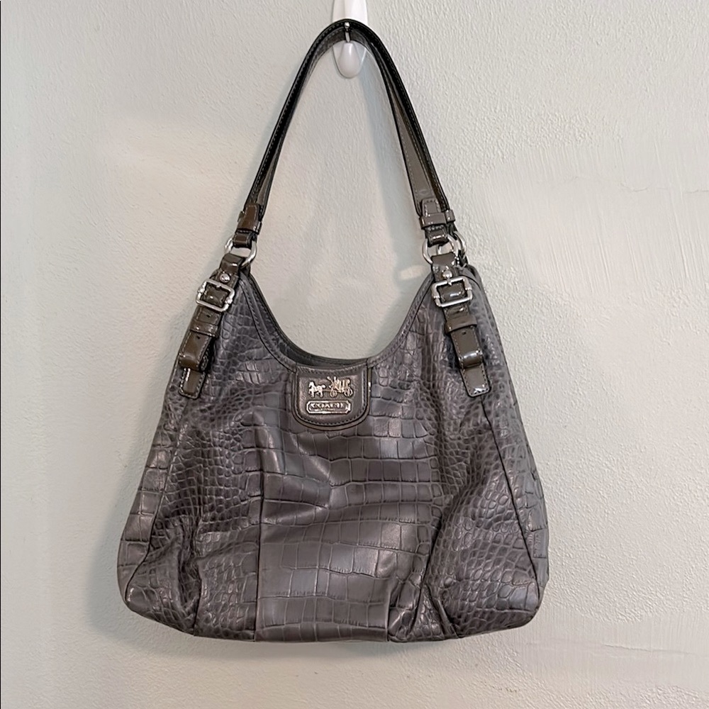 Coach Crocodile Embossed Shoulder Bag with matching wallet